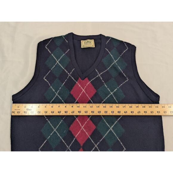 Vintage LL Bean Wool Sweater Vest Argyle Blue XL Ireland Lambswool Scotland - Picture 6 of 7